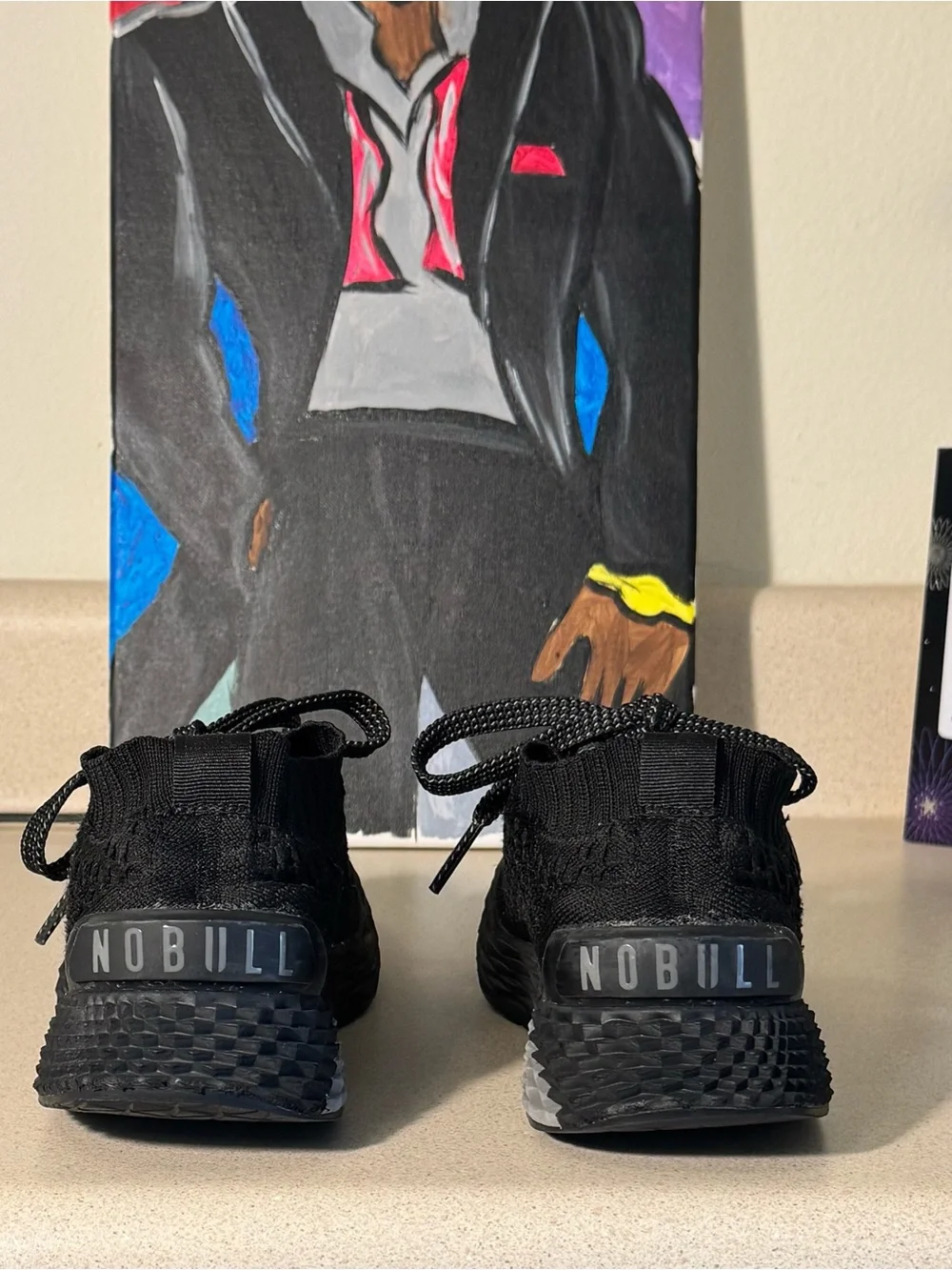 NO BULL Men's Size 6 Women’s Size 7.5 Black Knit Athletic Sneakers